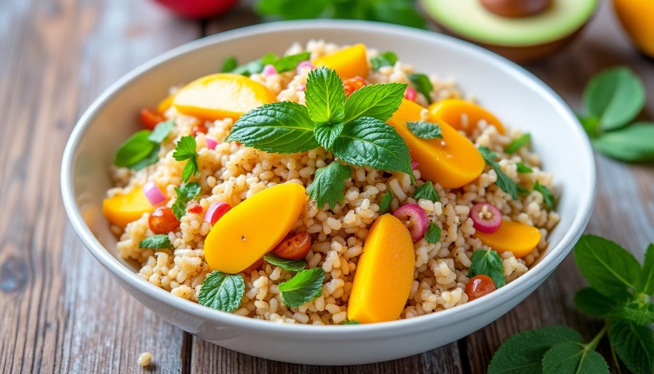 découvrez notre délicieuse salade de riz thaï, alliant la douceur de la mangue à la fraîcheur de la menthe. parfaite pour un repas léger et savoureux, cette recette aux saveurs exotiques ravira vos papilles et apportera une touche de printemps à votre table.