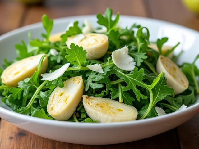 Salade de roquette, artichauts et pecorino