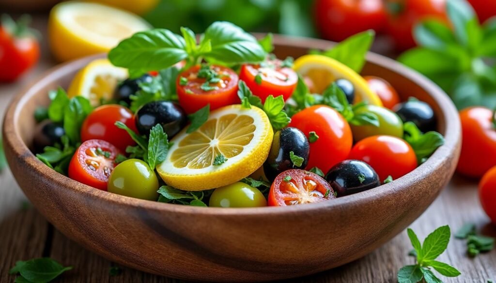 découvrez notre délicieuse salade de tomates cerises, olives et citron confit. un mélange frais et savoureux, parfait pour accompagner vos repas ou en tant qu'entrée légère. régalez vos papilles avec cette recette simple et pleine de couleurs !