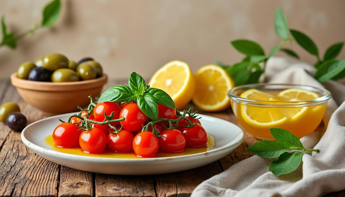 découvrez une délicieuse salade de tomates cerises, olives et citron confit, alliant fraîcheur et saveurs méditerranéennes. idéale pour accompagner vos plats ou servir en entrée, cette recette simple éveillera vos papilles.