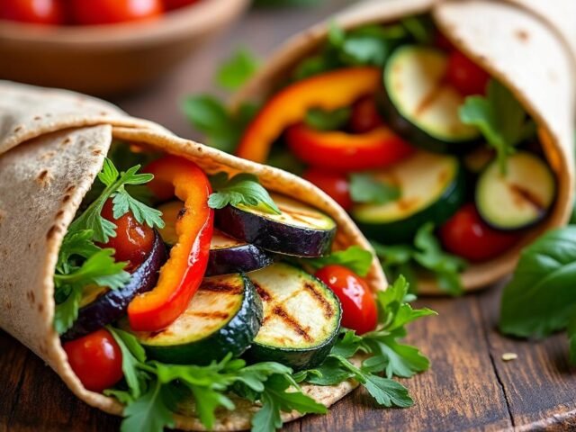 Wraps de blé complet aux légumes grillés