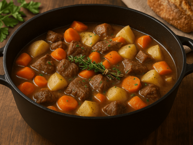 Recette traditionnelle du ragoût de bœuf aux légumes du terroir