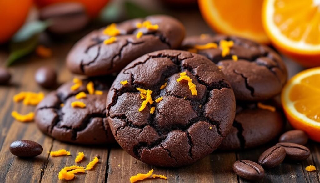 découvrez des biscuits savoureux au cacao enrichis de zestes d'orange, alliant la douceur du chocolat à la fraîcheur d'agrumes. idéaux pour accompagner votre thé ou café, ces délices gourmands raviront vos papilles à chaque bouchée.