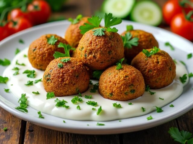 Boulettes de pois chiches et sauce au yaourt