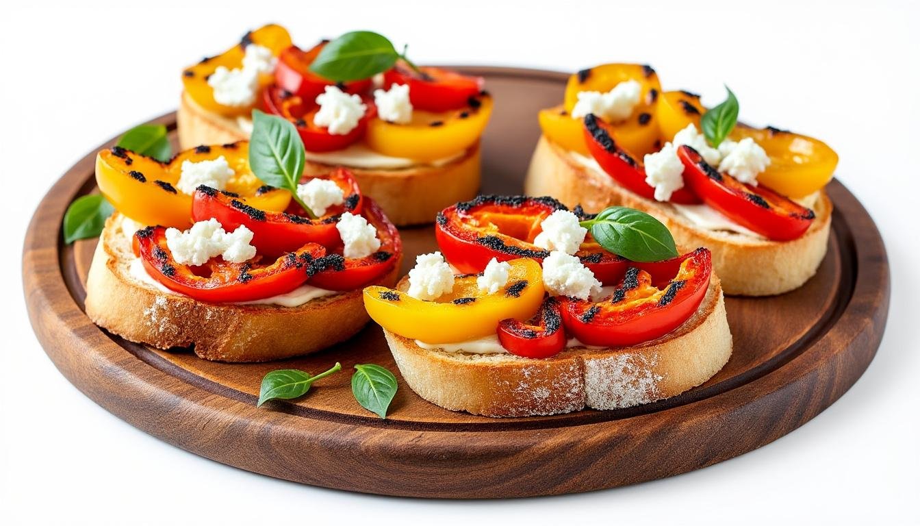 découvrez une recette savoureuse de bruschettas aux poivrons grillés et à la feta, parfaites pour vos apéritifs ou en entrée. cette combinaison délicieuse de saveurs méditerranéennes ravira vos invités et égayera vos repas.