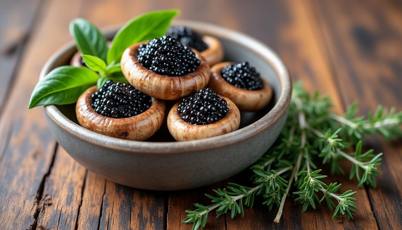 découvrez notre caviar de champignons savoureux, agrémenté de thym frais. une délicieuse tartinade végétale qui rehaussera vos apéritifs et plats raffinés, alliant la richesse des champignons à la fraîcheur du thym.