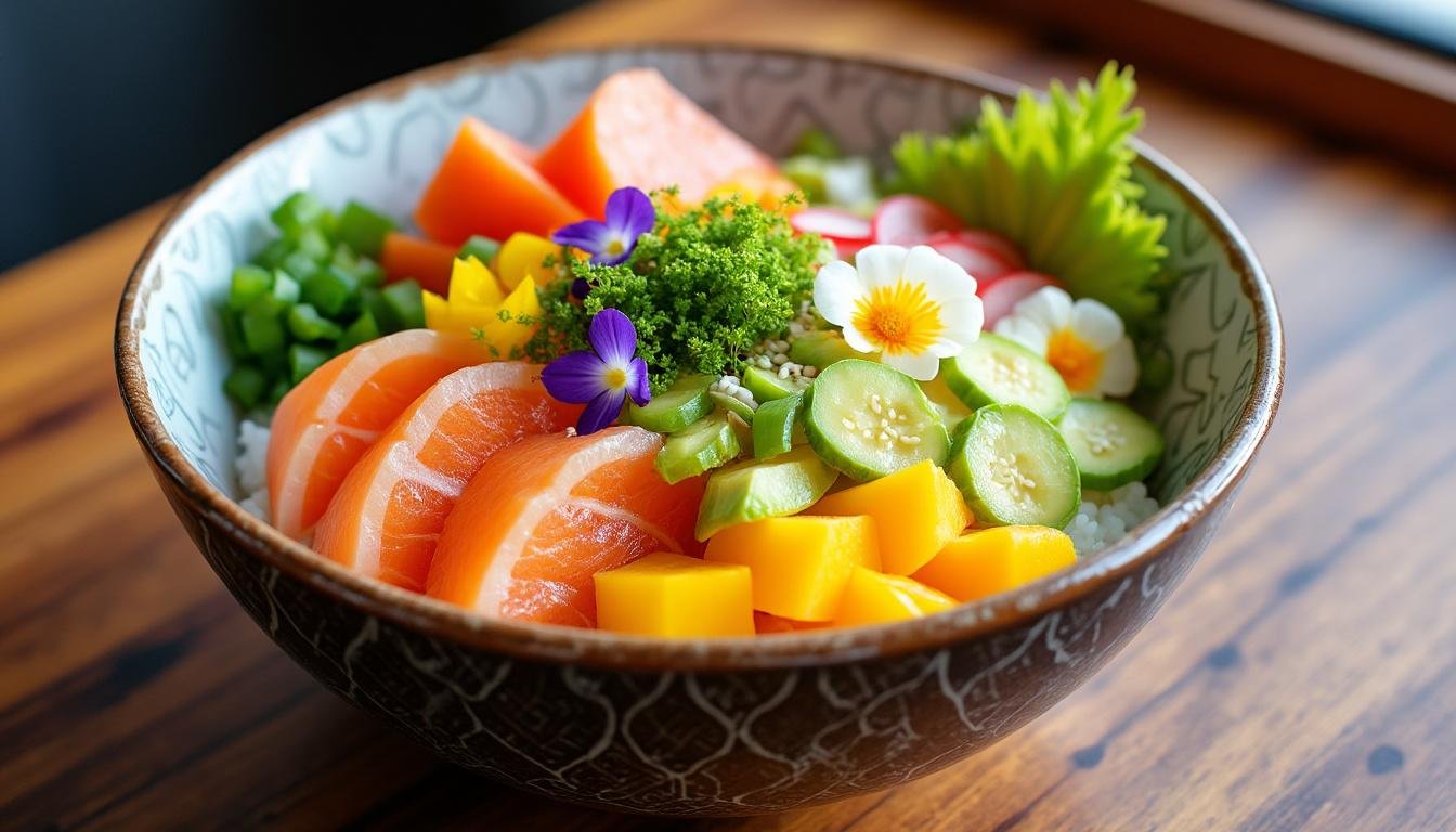 découvrez le chirashi sushi au saumon, un plat savoureux qui marie la fraîcheur du saumon et la simplicité du sushi déstructuré. parfait pour une préparation rapide et délicieuse, ce repas est idéal pour les amateurs de cuisine japonaise en quête d'originalité.