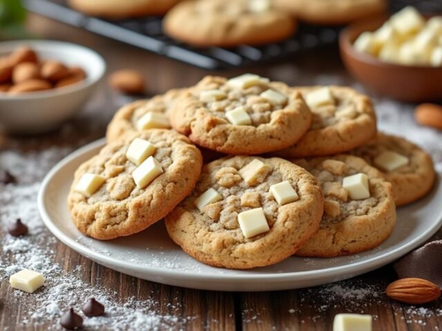 Cookies aux amandes et pépites de chocolat blanc