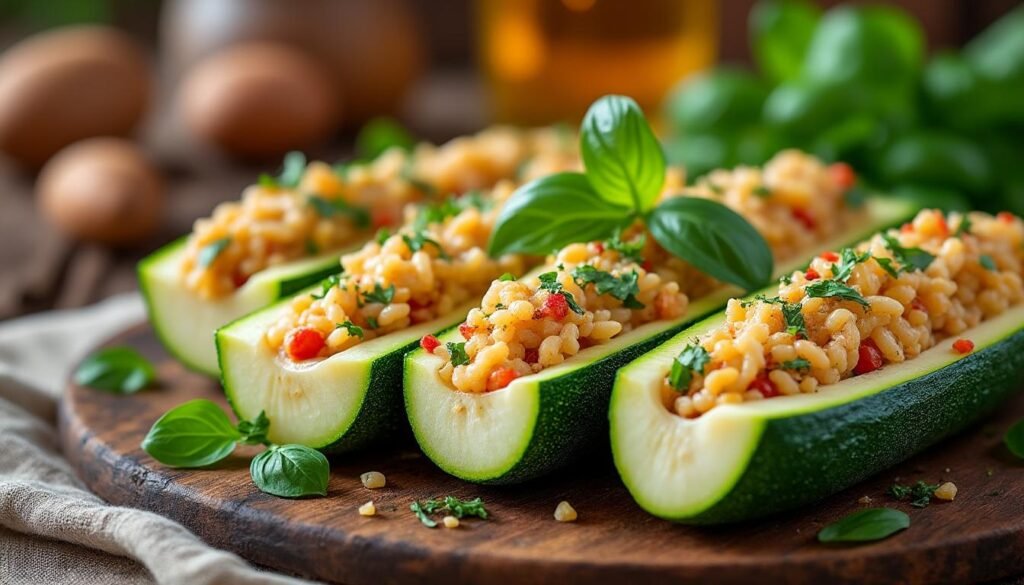 découvrez une délicieuse recette de courgettes farcies au riz et fromage de brebis, alliant fraîcheur et saveurs méditerranéennes. parfaites pour un repas équilibré et savoureux, ces courgettes apportent une touche originale à votre table. faciles à réaliser, elles raviront vos convives et émerveilleront vos papilles !