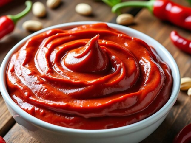 Crème de poivrons rouges et pignons de pin