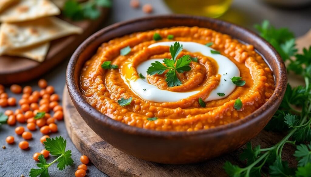 découvrez notre savoureux dip de lentilles corail et yaourt grec, un mélange délicieux et crémeux parfait pour vos apéritifs. facile à préparer, il allie les bienfaits des lentilles à la douceur du yaourt, pour une expérience culinaire saine et gourmande.