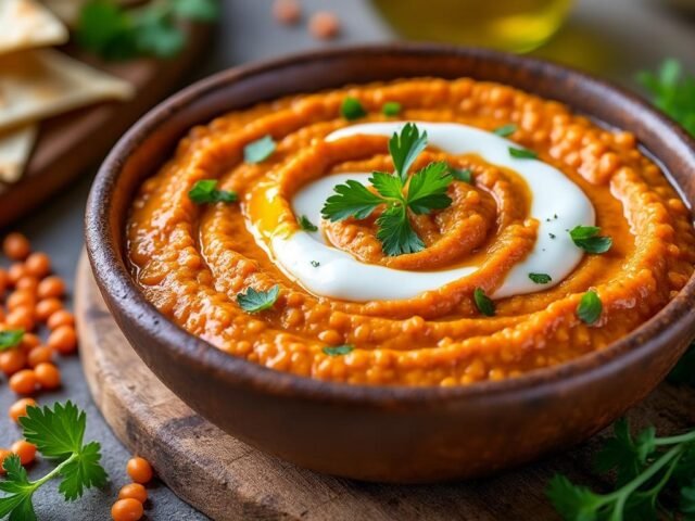 Dip de lentilles corail et yaourt grec