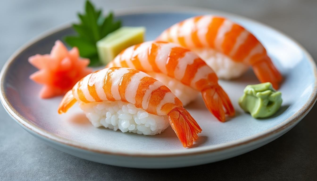 découvrez le ebi nigiri, une délicieuse spécialité japonaise mettant à l'honneur des crevettes fraîches et savoureuses. savourez l'harmonie parfaite entre le riz vinaigré et le goût subtil des crevettes, une expérience culinaire incontournable pour les amateurs de sushi.