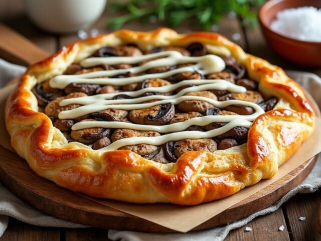 Feuilleté aux champignons et crème de truffe