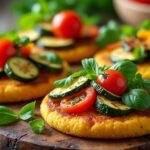 Galettes de polenta aux herbes et légumes grillés