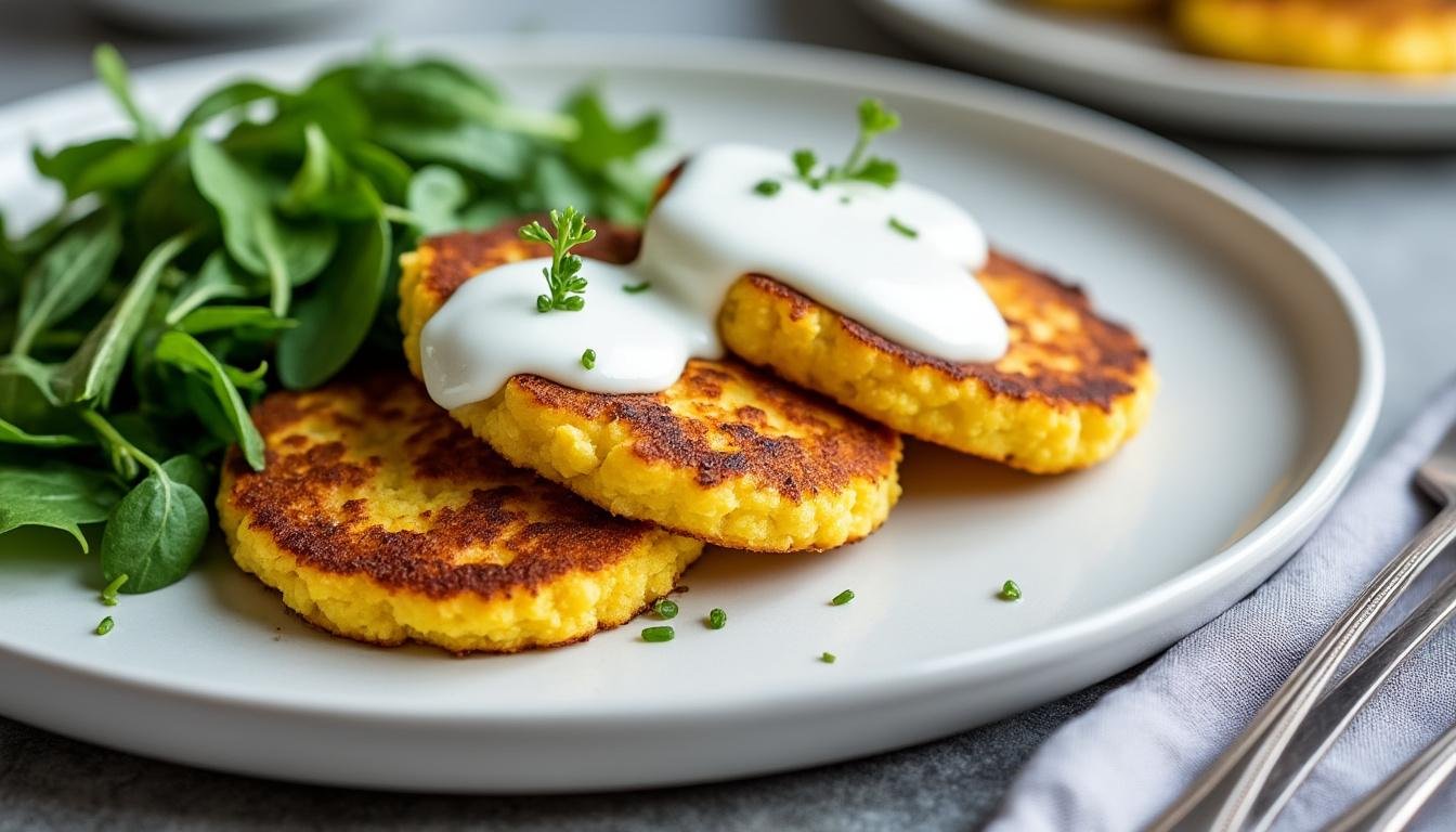 découvrez notre délicieuse recette de galettes de polenta aux herbes, accompagnées de légumes grillés savoureux. un plat gourmand et sain, parfait pour les amateurs de cuisine végétale, alliant textures et saveurs dans chaque bouchée.