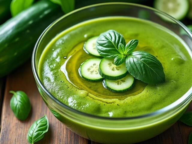 Gaspacho de concombre et basilic