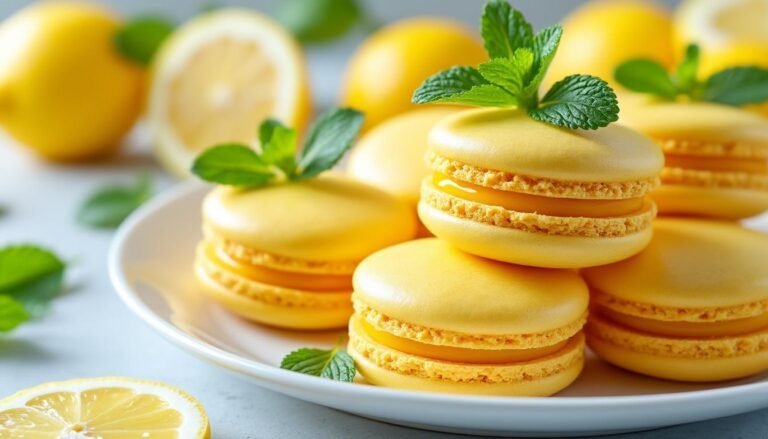 découvrez notre recette de macarons végétariens au citron, un délice sucré et acidulé qui ravira vos papilles. parfaits pour une pause gourmande ou pour impressionner vos invités, ces macarons légers et parfumés sont faciles à réaliser et 100% végétariens. laissez-vous séduire par cette douceur fruitée !