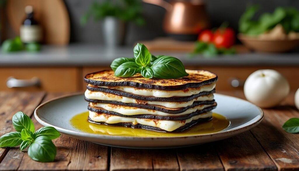 découvrez une délicieuse recette de mille-feuille d’aubergines et mozzarella, alliant la tendreté des légumes grillés à la crémeux de la mozzarella fondante. parfait pour une entrée savoureuse ou un plat végétarien innovant, ce plat ravira vos invités par sa présentation élégante et ses saveurs méditerranéennes.