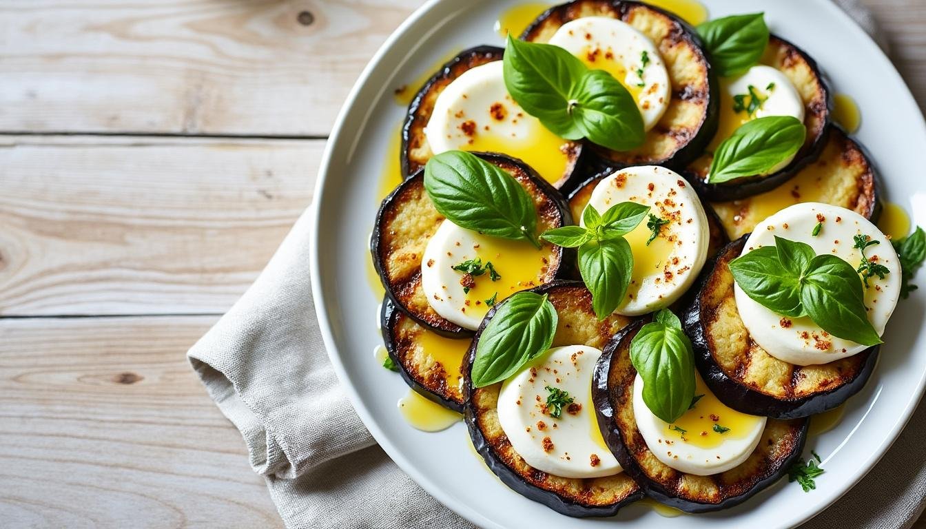 découvrez notre délicieux mille-feuille d’aubergines et mozzarella, un plat savoureux et élégant qui marie les saveurs de l’aubergine rôtie et de la mozzarella fondante. parfait pour impressionner vos invités lors d’un dîner ou à savourer lors d’un repas convivial !