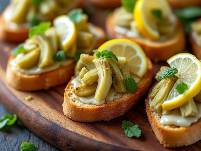 Mini bruschettas aux artichauts et citron