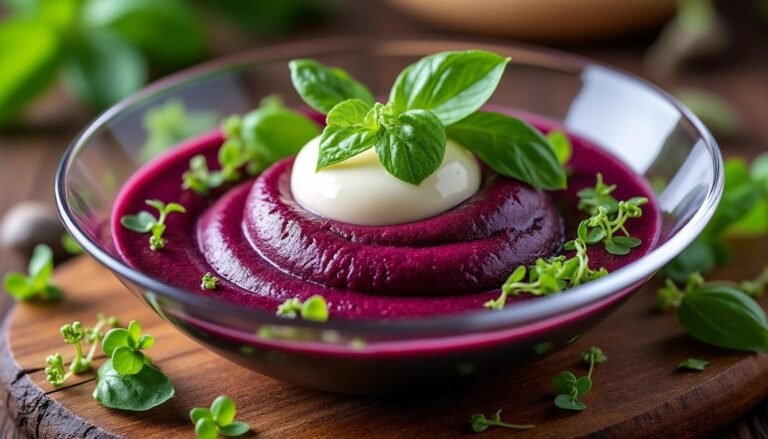 découvrez notre délicieuse mousse de betterave au chèvre frais, un mélange onctueux et coloré qui éveille les papilles. parfaite en entrée ou en apéritif, cette recette simple et raffinée allie la douceur de la betterave à la crémeux du fromage de chèvre. idéale pour apporter une touche d'originalité à vos repas!