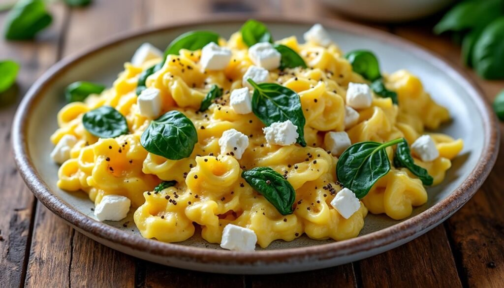 découvrez une recette délicieuse et saine d'oeufs brouillés aux épinards et feta. parfaite pour un brunch énergétique, cette combinaison savoureuse vous séduira par ses arômes et ses bienfaits nutritionnels. préparez-vous à régaler vos papilles avec ce plat simple et rapide à réaliser !