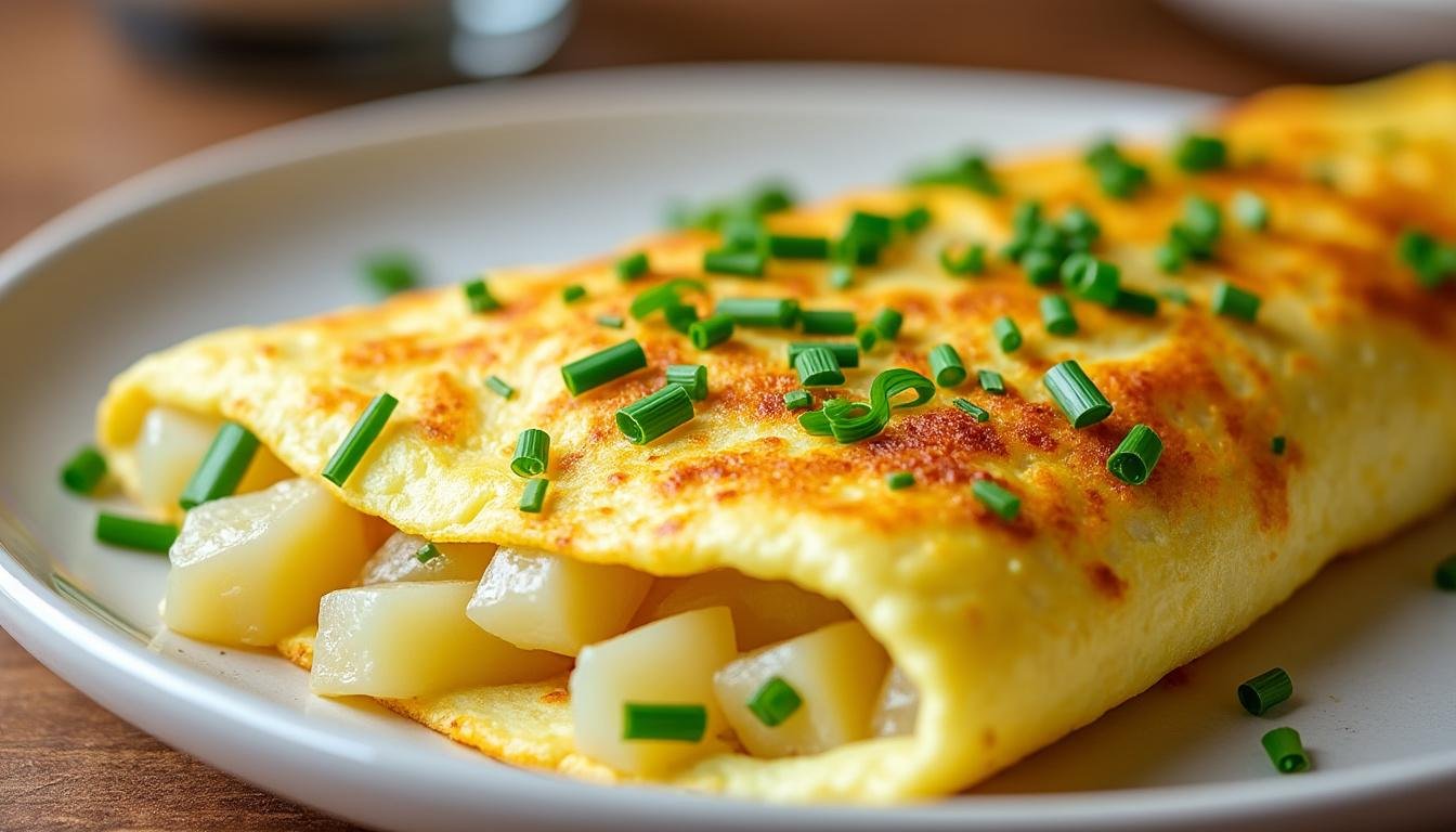 découvrez notre délicieuse recette d'omelette aux pommes de terre et ciboulette, un plat savoureux et réconfortant parfait pour le petit-déjeuner ou un repas léger. facile à préparer, cette omelette allie la douceur des pommes de terre à la fraîcheur de la ciboulette pour un résultat fondant en bouche. un incontournable de la cuisine maison!