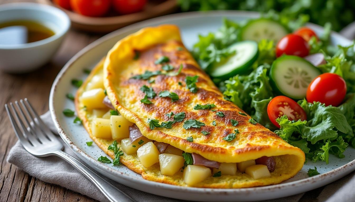 découvrez notre délicieuse omelette aux pommes de terre et ciboulette, un plat savoureux et réconfortant. parfaite pour un repas rapide ou un brunch en famille, cette recette simple allie la douceur des pommes de terre à la fraîcheur de la ciboulette. à vos poêles !