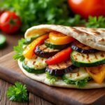 Pain pita aux légumes grillés et fromage frais