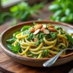 Pâtes au pesto de roquette et amandes