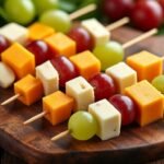 Petites brochettes de fromage et raisins