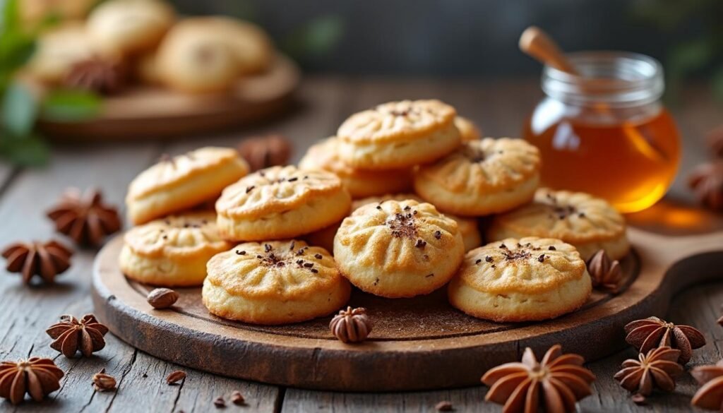 découvrez nos délicieux petits biscuits à l'anis et au miel, une recette traditionnelle qui allie la douceur du miel à la saveur unique de l'anis. parfaits pour accompagner votre thé ou café, ces biscuits artisanaux raviront vos papilles à chaque bouchée.