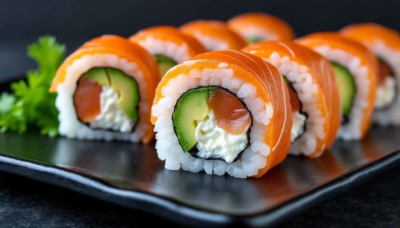 découvrez l'harmonie délicieuse des philadelphia rolls, une combinaison parfaite de saumon frais et de fromage crémeux. un sushi qui ravira vos papilles et séduira tous les amateurs de cuisine japonaise !