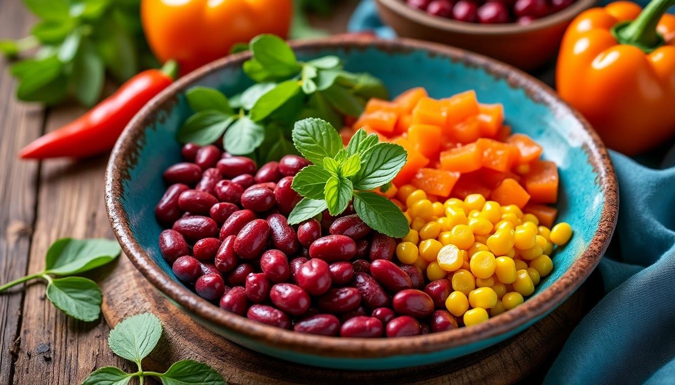 découvrez une délicieuse poêlée de haricots rouges, maïs et poivrons épicés, parfaite pour un repas savoureux et réconfortant. un mélange de couleurs et de saveurs qui régalera vos papilles !