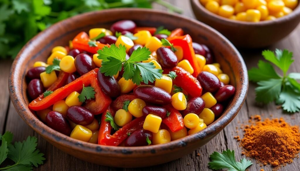 découvrez une délicieuse poêlée de haricots rouges, maïs et poivrons épicés qui enchantera vos papilles. cette recette colorée et savoureuse est parfaite pour un repas équilibré et rapide à réaliser, idéale pour les amateurs de cuisine épicée.