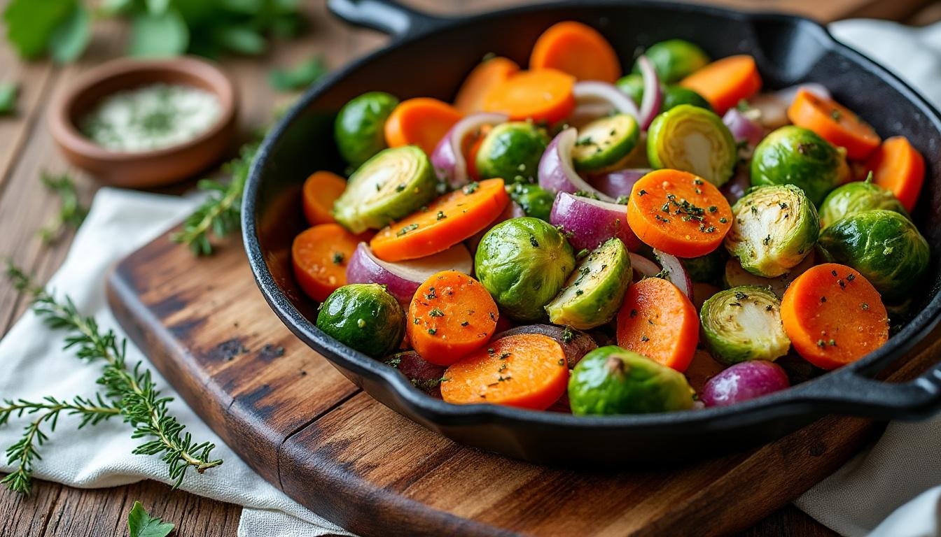 découvrez notre délicieuse poêlée de légumes d’hiver, harmonieusement assaisonnée avec des herbes aromatiques et de l'huile d'olive. un plat réconfortant et sain, parfait pour réchauffer vos soirées froides.
