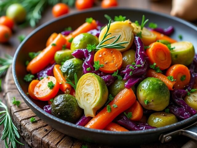 Poêlée de légumes d’hiver aux herbes et huile d’olive