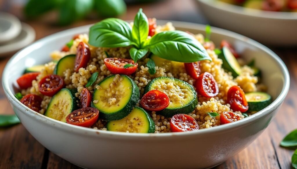 découvrez une délicieuse poêlée alliant le quinoa, des courgettes croquantes et des tomates confites savoureuses. un plat sain et équilibré, parfait pour un dîner rapide ou un déjeuner léger.