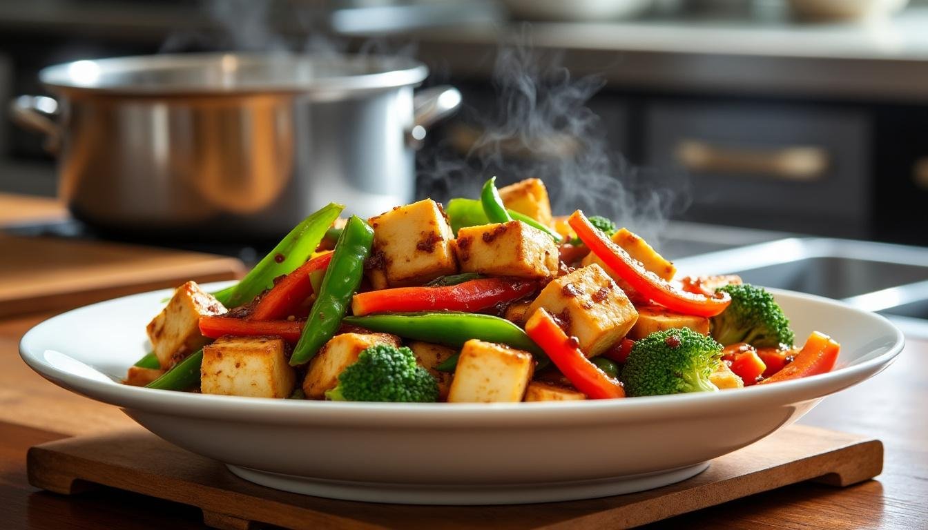 découvrez notre délicieuse poêlée de tofu et légumes, rehaussée d'une savoureuse sauce teriyaki. parfaite pour un repas sain et équilibré, cette recette met en valeur la tendreté du tofu et la fraîcheur des légumes. idéale pour les végétariens et ceux qui cherchent à varier leur alimentation !