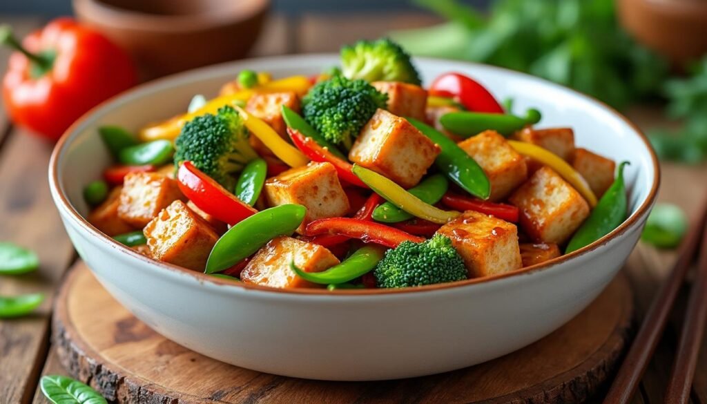 découvrez notre délicieuse poêlée de tofu et légumes enrobée d'une savoureuse sauce teriyaki. un plat équilibré et gourmand, parfait pour les amateurs de cuisine végétale. savourez la richesse des saveurs asiatiques dans chaque bouchée!
