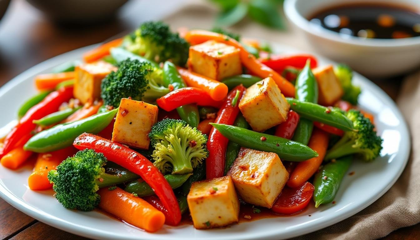 découvrez une délicieuse poêlée de tofu et légumes enrobée d'une savoureuse sauce teriyaki, parfait pour un repas sain et réconfortant. mélangez les saveurs asiatiques et la nutrition avec cette recette facile et rapide à préparer.