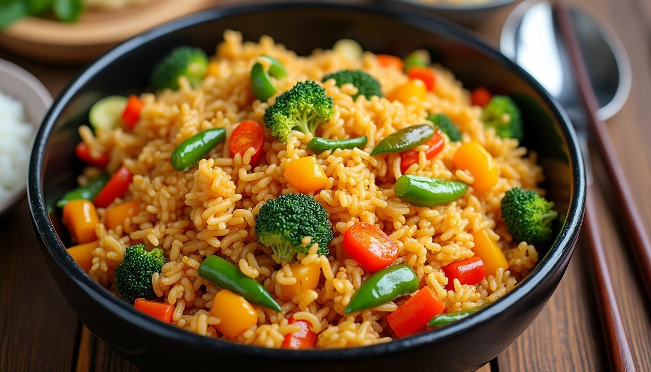 découvrez notre délicieux riz sauté aux légumes, sublimé par une sauce curry riche en saveurs. parfait pour un repas coloré et équilibré, ce plat régalera vos papilles avec ses légumes croquants et son curry parfumé. idéal pour les végétariens et ceux en quête de nouveaux goûts!