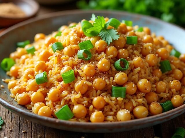 Riz sauté aux pois chiches et épices douces