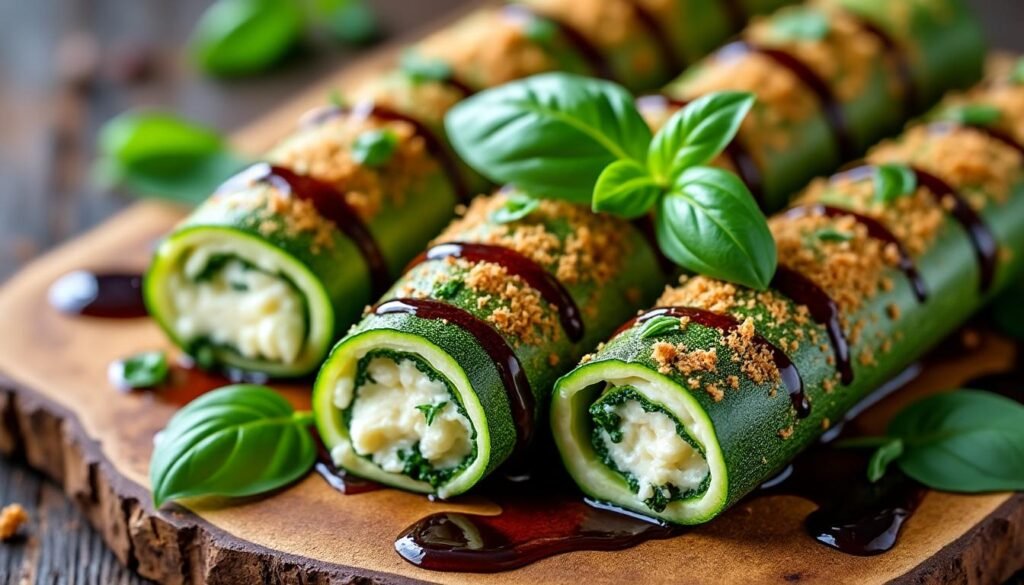 découvrez une délicieuse recette de roulés de courgettes garnis de fromage frais et d'herbes aromatiques. parfaite en entrée ou en apéritif, cette préparation légère et savoureuse ravira vos convives et apportera une touche de fraîcheur à vos repas.