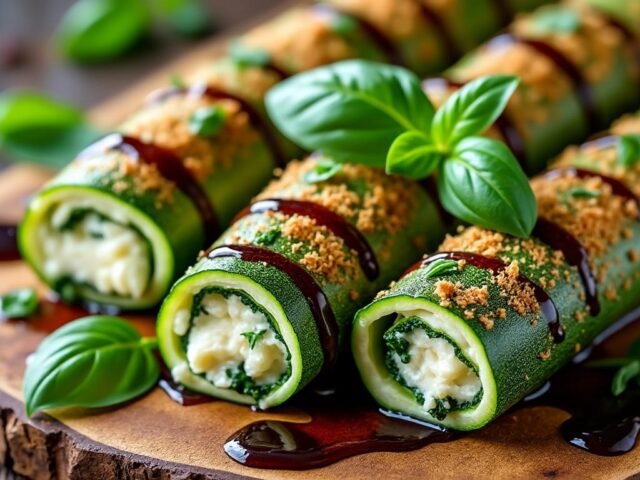 Roulés de courgettes au fromage frais et herbes