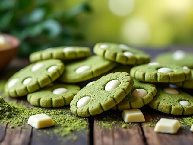 Sablés au thé matcha et chocolat blanc