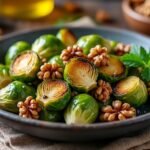 Salade de choux de Bruxelles rôtis et noix