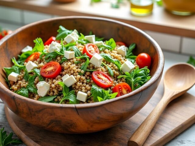 Salade de farro, feta et tomates cerises