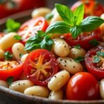 Salade tiède de haricots blancs et tomates rôties